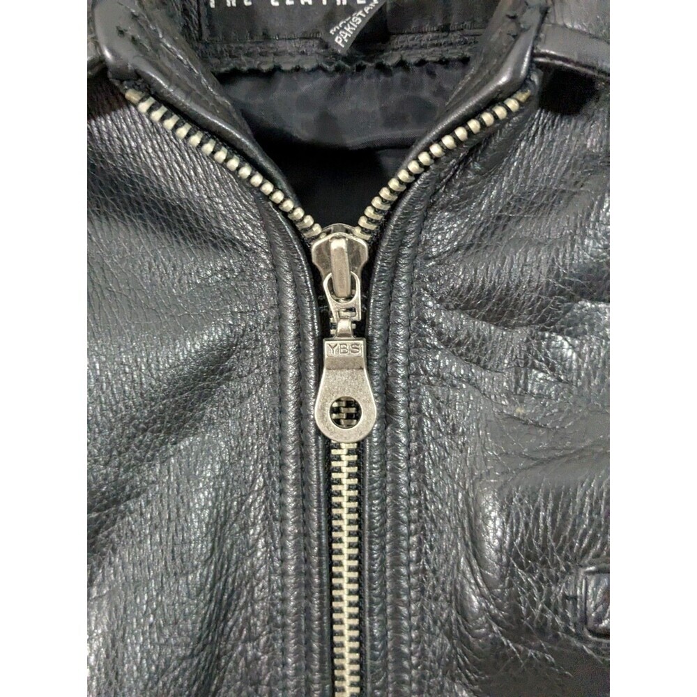 Vintage Wilsons Leather Men's M Motorcycle Jacket Black Leather Cafe Racer Zip - Picture 5 of 16